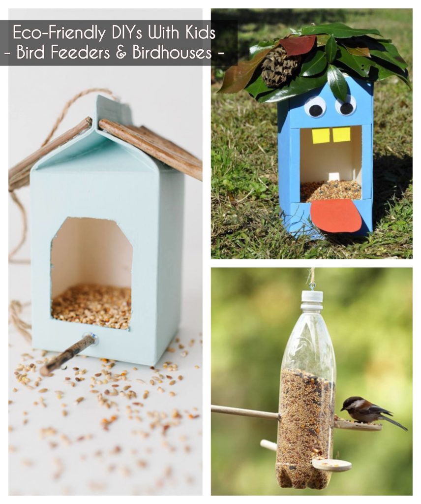 ideas to keep kids busy - make birdhouses and bird feeders out of recycled materials