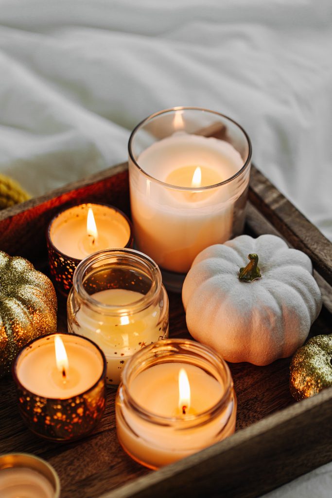 fall candles cozy warm decor ideas with candles and pumpkins