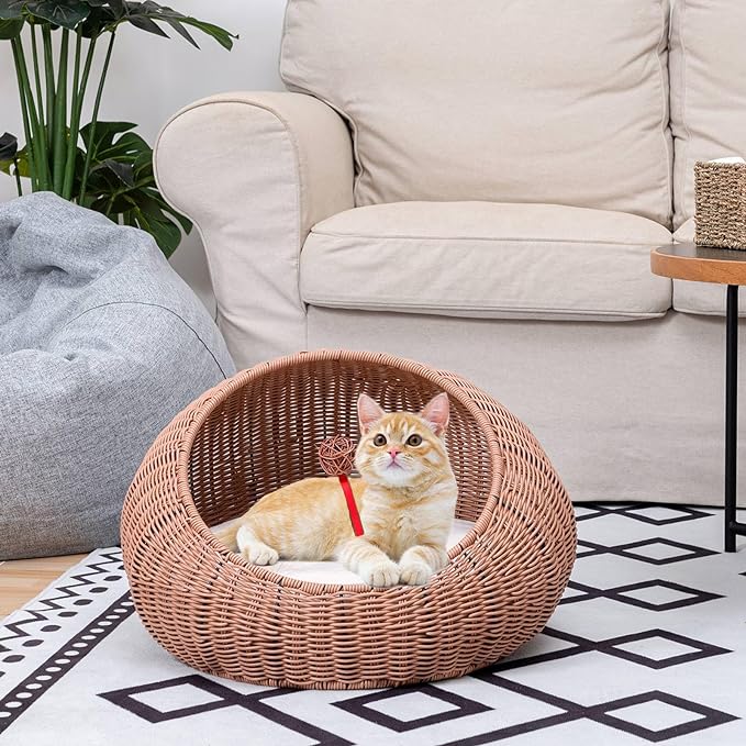 handmade rattan cat bed